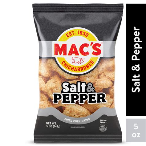 Mac's Chicharrones Salt & Pepper Flavored Crispy Fried Pork Skins, 5 oz ...