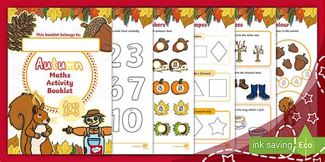Autumn Maths Activity Booklet for Ages 2-3