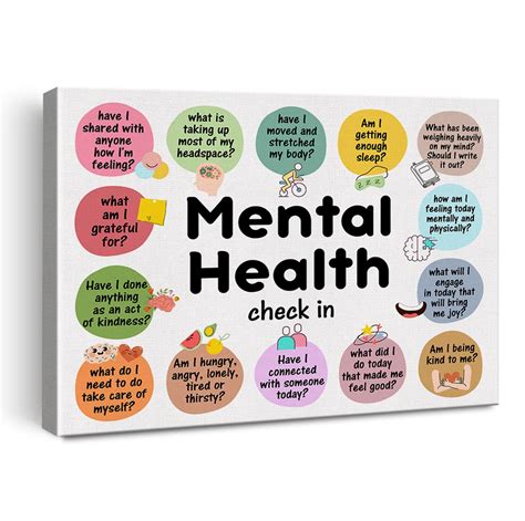 Mental Health Inspirational Poster Canvas Wall Art for Therapy Office ...