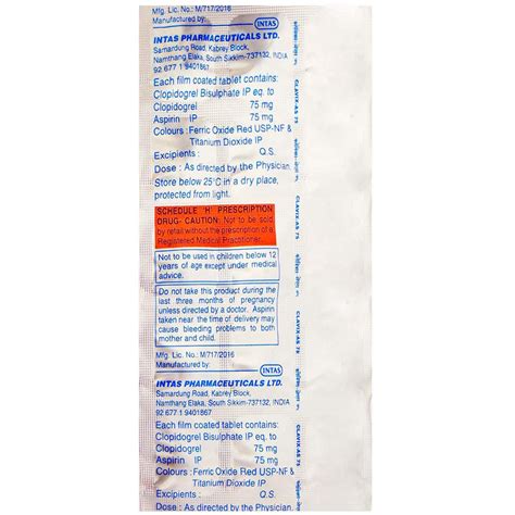 Clavix-AS 75 Tablet | Uses, Side Effects, Price | Apollo Pharmacy