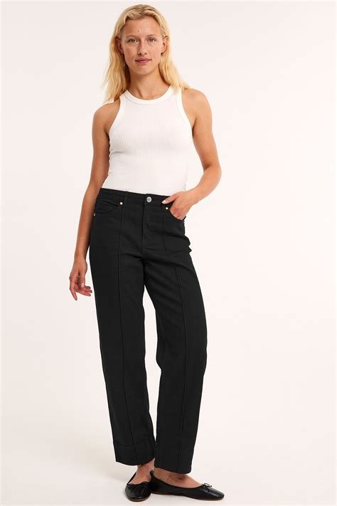 Barrel jeans mid waist | Svart | Dam | Kappahl