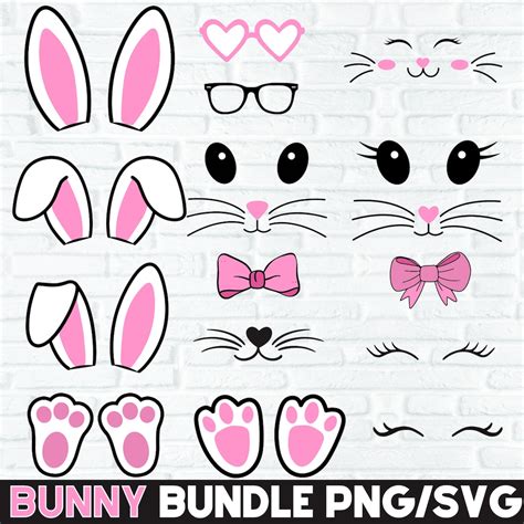 Buy 15 Bunny Face Svg Png Bundle, Easter Svg, Bunny Face Set Easter ...