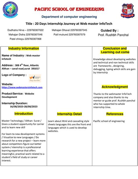 Poster of internship - fnnkfmekflef - Pacific school of engineering ...