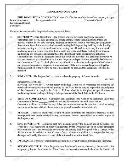 Louisiana Demolition Contract for Contractor | US Legal Forms
