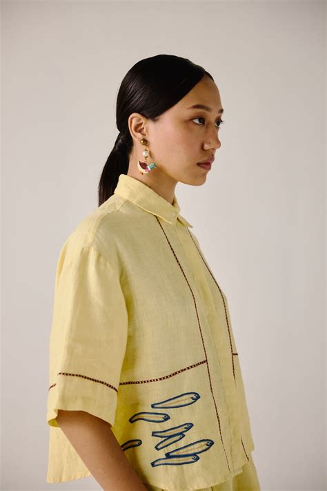Cord - Butter Yellow Fish Embroidery Leo Set - Elahe