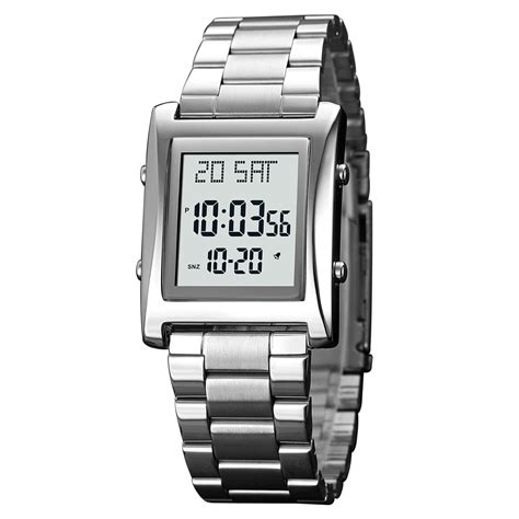 Buy RNONDRY Mens Digital Watch for Men Womens, Rectangle Stainless ...