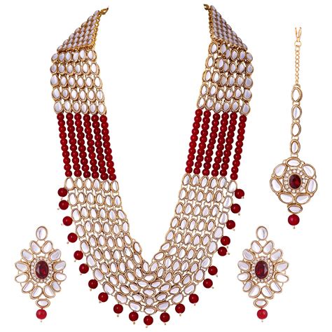 Buy Peora Gold-plated Brass and Pearl Rani Haar Necklace With Earrings ...