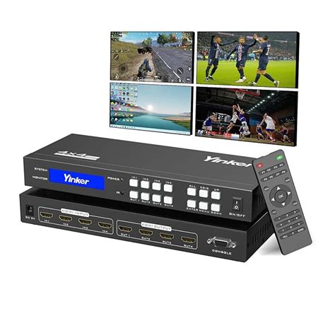 Yinker 4K HDMI Matrix Switch 4x4, 4K@30Hz HDMI Matrix Switcher Splitter ...