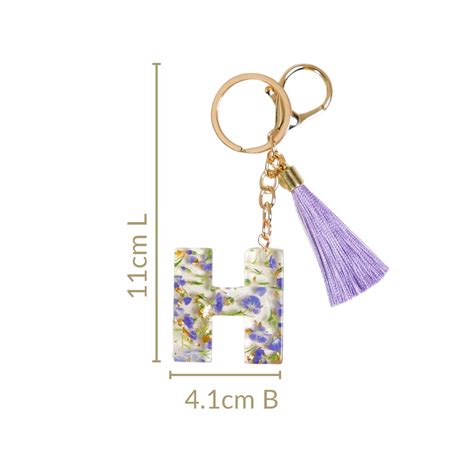 Heartfelt H Keychain With Pressed Flowers Online - Premium Keychain ...