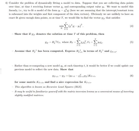 Solved Consider the problem of dynamically fitting a model | Chegg.com