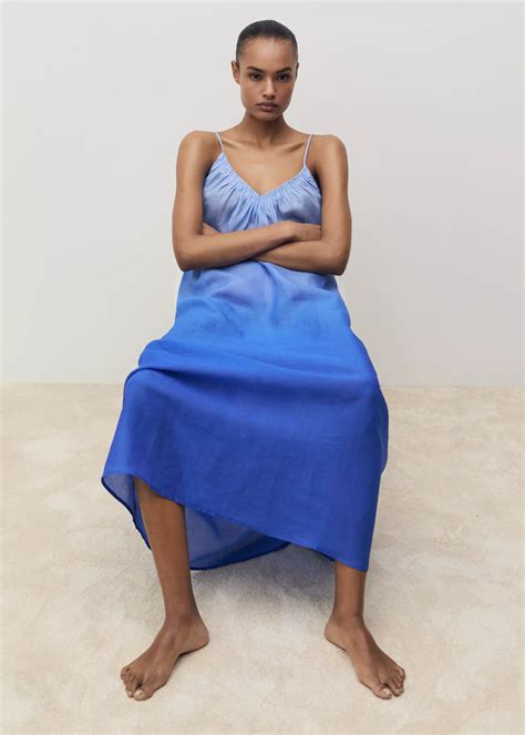 Ramie nightdress with degraded effect - Women | MANGO OUTLET USA