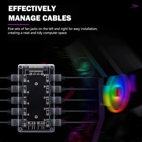 10-Channel RGB Hub 5V 3Pin AURA Synchronous Motherboard RGB Fan Hub wi ...