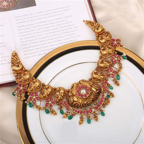 Buy Praju Short Necklace | 92.5 Gold Plated Long and Short Necklace ...
