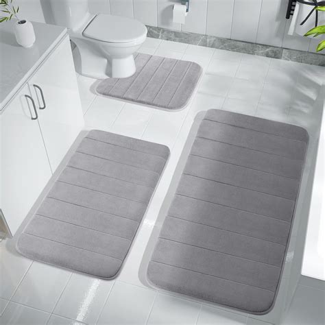 Mittory Bathroom Rugs Memory Foam, Bath Mat Set 3 Piece Non-Slip Bath ...