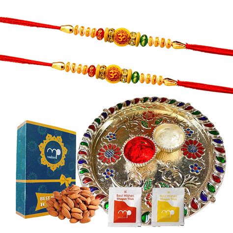 Maalpani Dry Fruit and Puja Thali Gift Hamper - Set of 2 Fancy Swastik ...