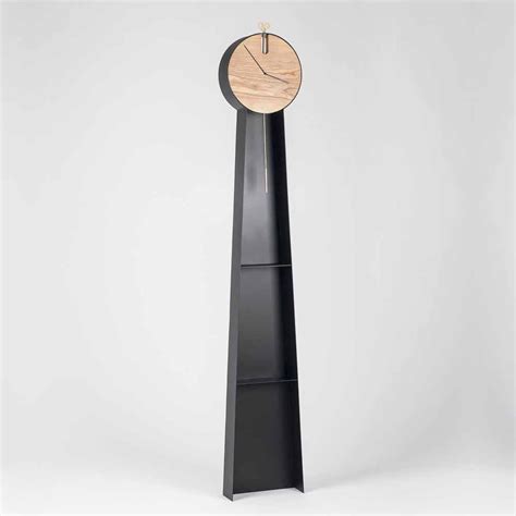 Pendulum Clock in Steel, Brass and Ash Made in Italy