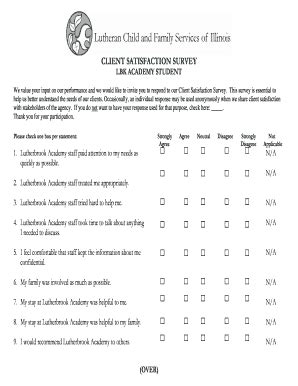Fillable Online lcfs CLIENT SATISFACTION SURVEY LBK ACADEMY STUDENT ...