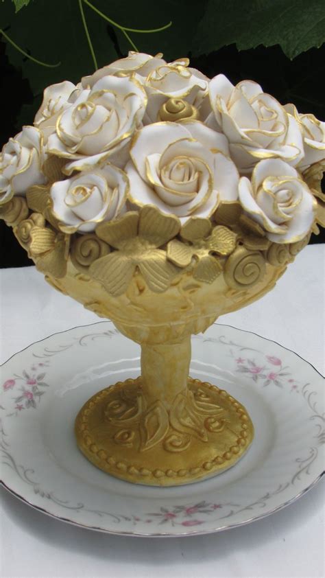 flower vase cake topper
