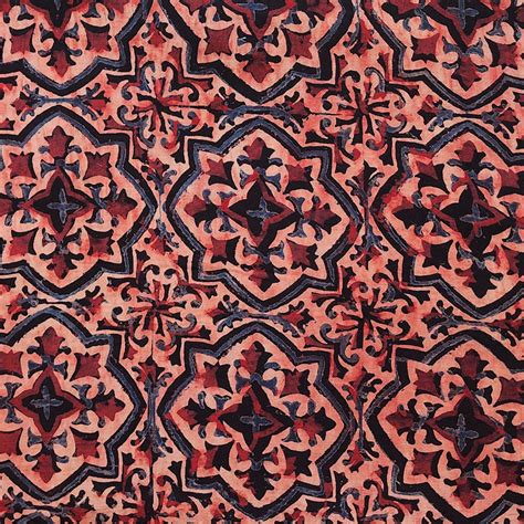 Pure Cotton Gad Ajrak Rust Red With Intricate Design Hand Block Print ...