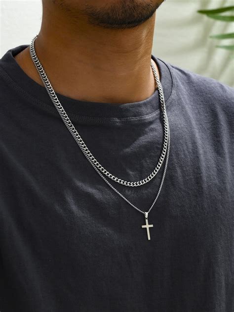 2 Peças Conjunto De Colar De Corrente De Cobra Espessa Com Pingente De ...
