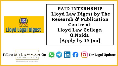 [Paid Internship] Lloyd Law Digest by The Research & Publication Centre ...