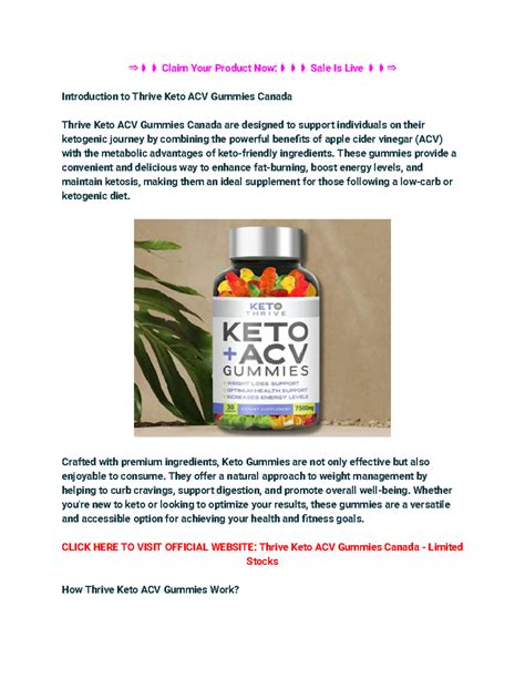 Thrive Keto ACV Gummies Canada Expert Opinions - ⇒ Claim Your Product ...