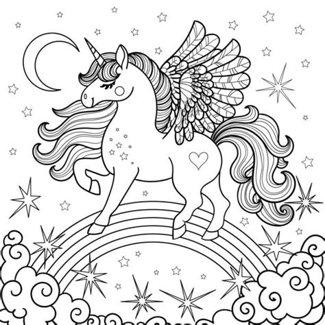 Download Walking On Rainbow Unicorn Coloring Picture | Wallpapers.com