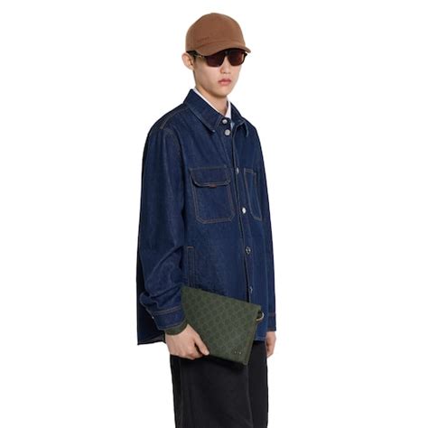 GG small pouch in forest green GG fabric | GUCCI® SG