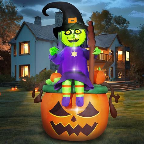 TwoBees 6FT Halloween Inflatables Outdoor Decorations Witch Pumpkin ...