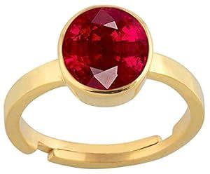 Anuj Sales 10.25 Ratti Natural Ruby Manik Loose Gemstone Gold Plated ...