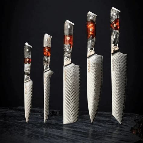 5er-Set - Red Ash Line Damastmesser - Damaso