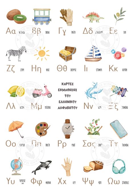 Greek Alphabet Flashcards for Kids - Instant Download - Το Ελληνικό Αλφάβητο - Η Ελληνική ...