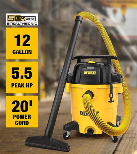 DEWALT 12 Gallon STEALTHSONIC Poly Wet/Dry Vacuum, DXV12P-QTA Newest ...