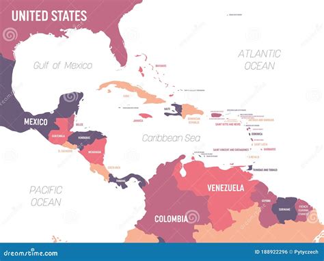 Mapa De América Central. Mapa Político Detallado De Alto Nivel Región De América Central Y El ...