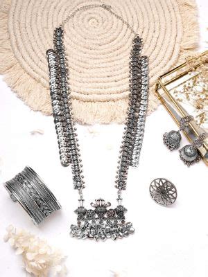 Buy Teejh by Joker and Witch Laya Silver Oxidised Jewelry Gift Set Online
