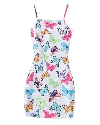 Buy Butterfly Print Sleeveless Mini Dress | Spaghetti Strap Casual ...