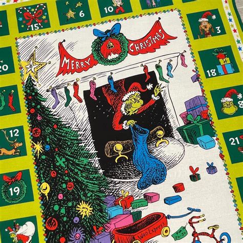 Grinch Advent Calendar Fabric Panel 24 X 44 Robert Kaufman How the ...