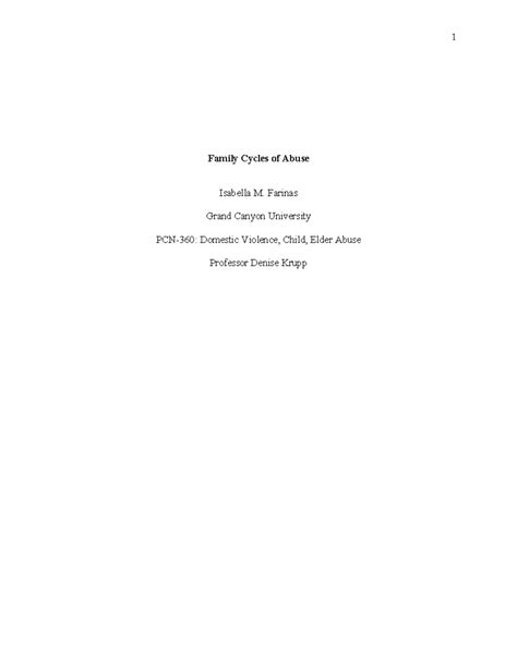 Family Cycles of Abuse - Family Cycles of Abuse Isabella M. Farinas Grand Canyon University PCN ...