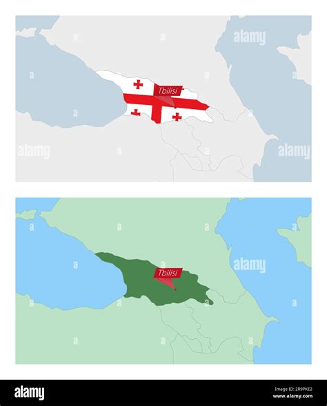 Georgia map with pin of country capital. Two types of Georgia map with neighboring countries ...