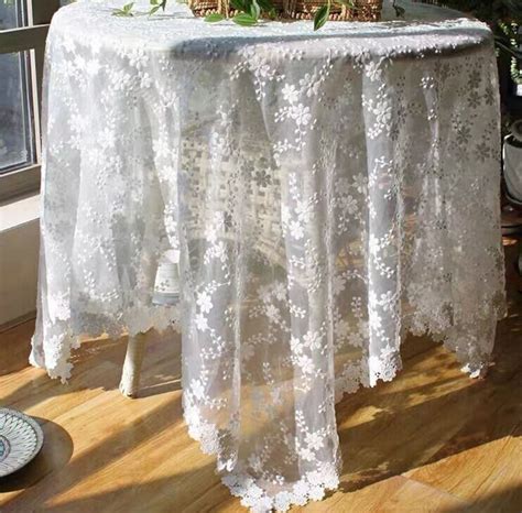 Classic White Lace Wedding Tablecloth/french Floral Lace Embroidered Tablecloth/100% Cotton ...