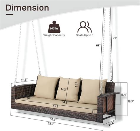 MJA FURNITURE Patio Outdoor Swing Chair 3 Seater Without Stand for ...
