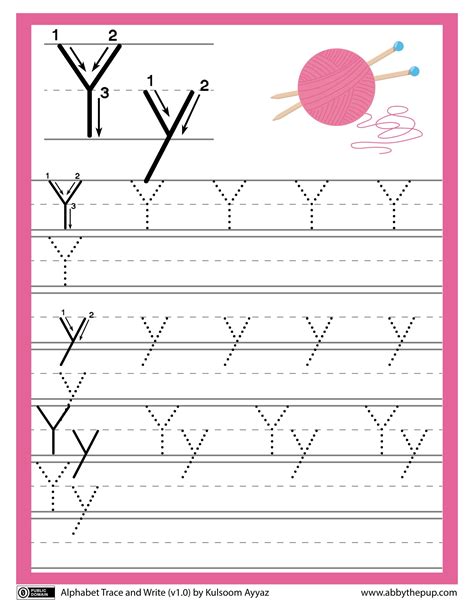 Letter Y Alphabet Trace and Write worksheet | Free Printable Puzzle Games