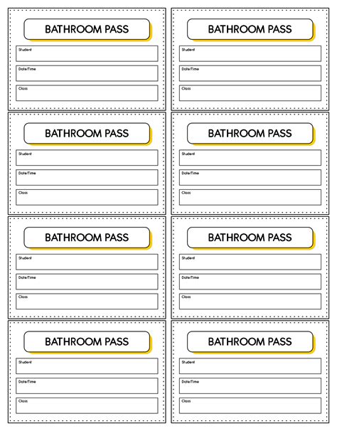 Restroom Passes - 11 Free PDF Printables | Printablee