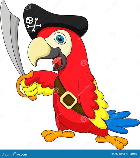 Parrot Pirate Bird Cartoon Character With Sword | CartoonDealer.com ...