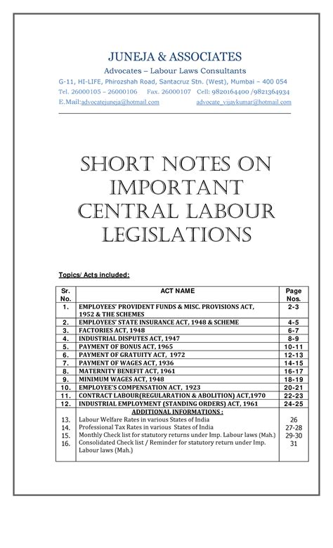 15 pdf - Useful labour law notes - J UNEJ A & ASSOCIATES Advocates ...