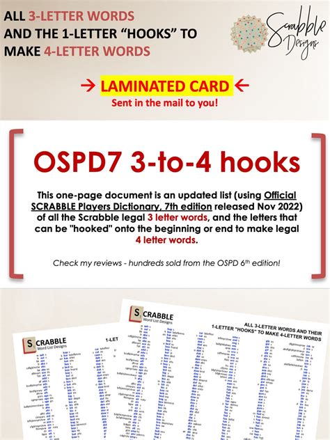 LAMINATED CARD Shipped to You! Scrabble Word List Cheat Sheet. OSPD7. 3 ...