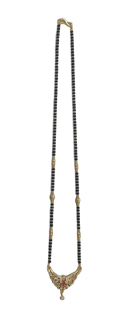22K Gold Plated Mangalsutra Tanmaniya With Black Beads for Women