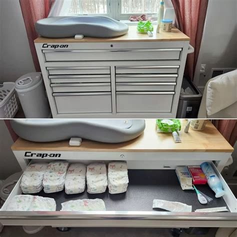 Toolbox Changing Table 🍼🔧 | Tool box change table, Tool box as a ...