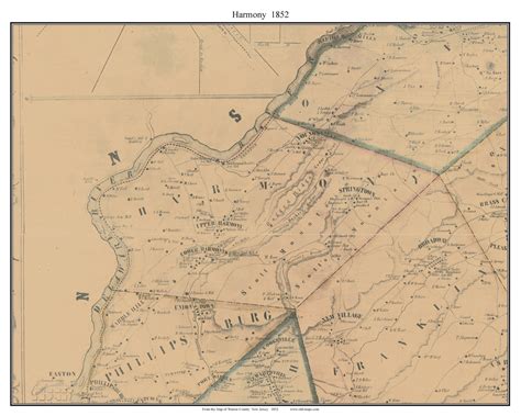 Harmony, New Jersey 1852 Old Town Map Custom Print - Warren Co. - OLD MAPS