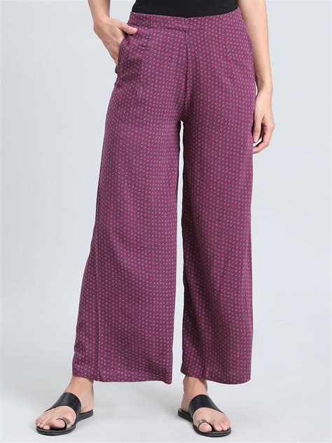 Purple Woven Viscose Printed Palazzo – Go Colors India